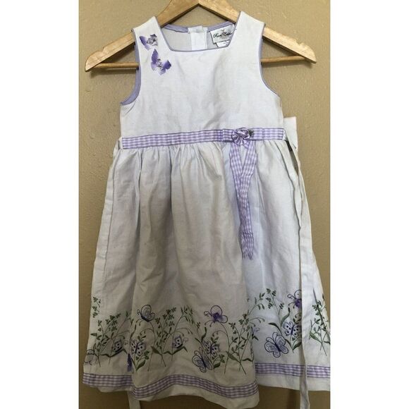 Rare Editions. little girls Seersucker dress size 6. NWT.  Floral Embroidered - Picture 1 of 10